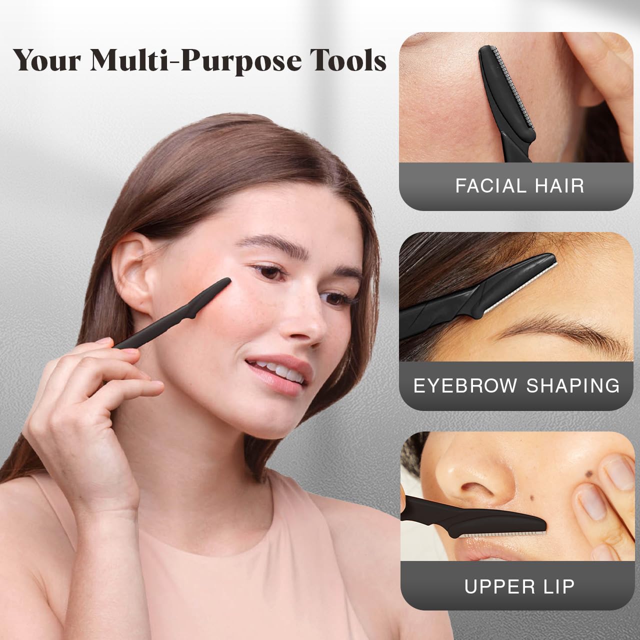 MaxFresh Dermaplaning Tool - Face Razors for Women & Men, Eyebrow Trimmer & Face Shaver for Women, Facial Hair Removal for Women & Men, Dermaplane Razor for Women Face, 3 pcs Plus FREE EYEBROW TWEEZER