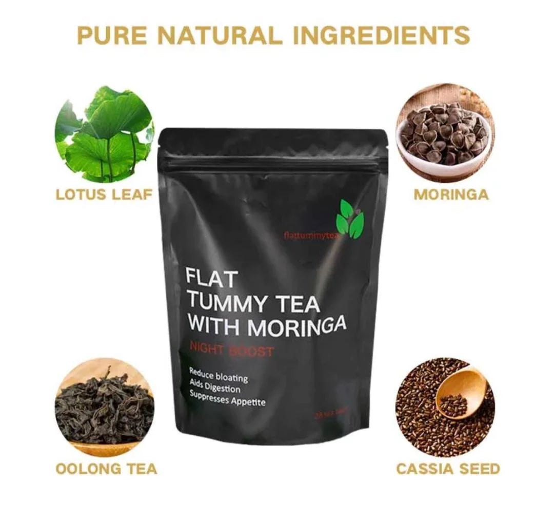 Flat Tummy Tea with Moringa (Night Boost) | Herbal Tea for Bloating, Healthy Digestion, Appetite Control, and Detox