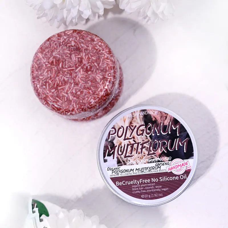 Polygonum Multiflorum Herbal & Natural Organic Darkening and Blackening Shampoo Bar for Grey Hair, Natural Permanent Anti-Grey Hair Soap – ( 2PCS x 60g Each )