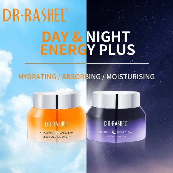 Dr. Rashel Vitamin C & Retinol 2 in 1 Cream - 2 in 1 Day & Night Cream Combo -Daytime Brightening & Night-time Anti-Aging Cream (Pack of 2, 50g Each)
