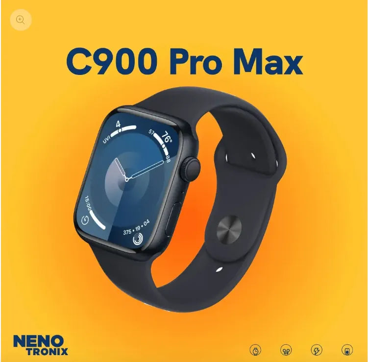 C900 Pro Max SmartWatch | Compatible with iOS and Android. Tracker for Health, Fitness, Running, Sleep Cycles, Monitor Heart Rate/Blood Oxygen...With Extra Straps
