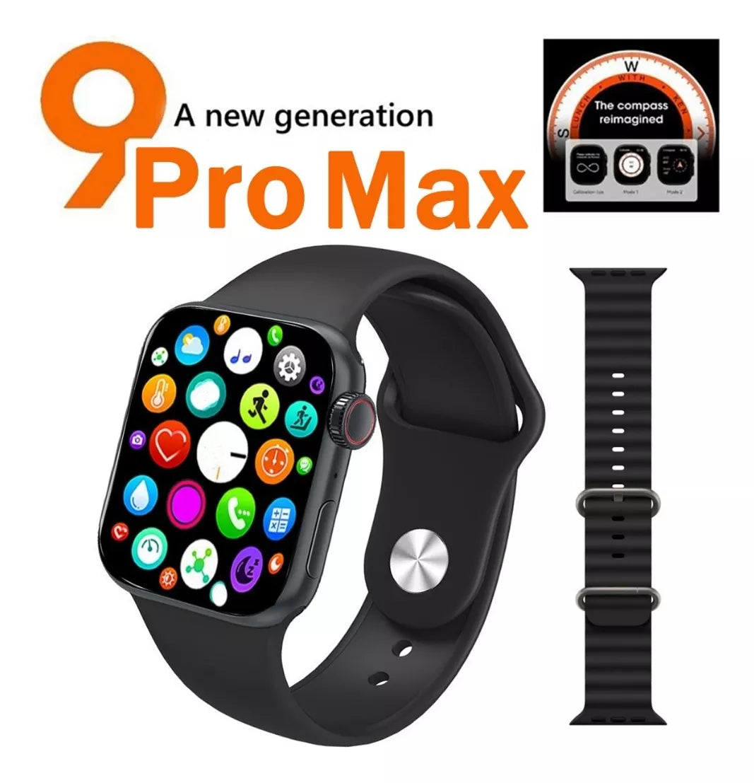 C900 Pro Max SmartWatch | Compatible with iOS and Android. Tracker for Health, Fitness, Running, Sleep Cycles, Monitor Heart Rate/Blood Oxygen...With Extra Straps